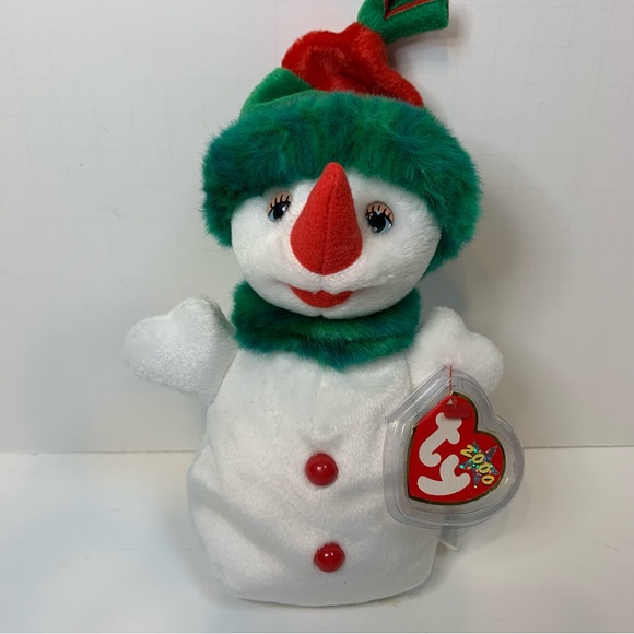TY Snowgirl  Plush Toy - White, Red, and Green - Picture 4 of 12